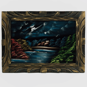 Mexican Velvet Oil Painting in Carved Wood Frame [Oversize]