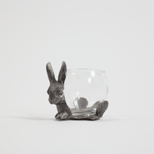 Load image into Gallery viewer, Pewter Rabbit Glass Candle Holder
