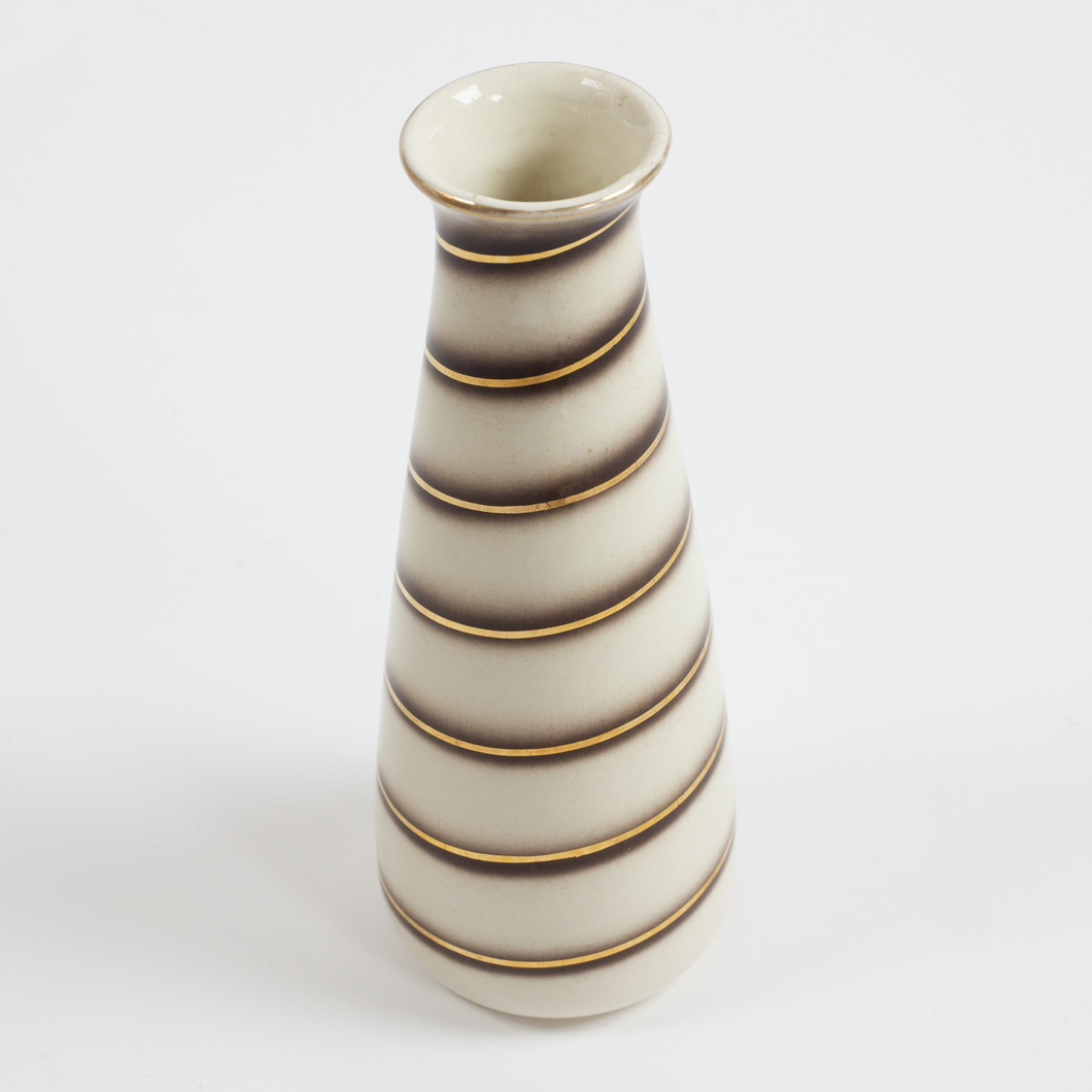 Burnished Gold Stripe Ivory Vase