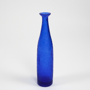 Patterned-Frost Blue Glass Vase