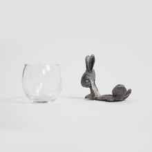 Load image into Gallery viewer, Pewter Rabbit Glass Candle Holder
