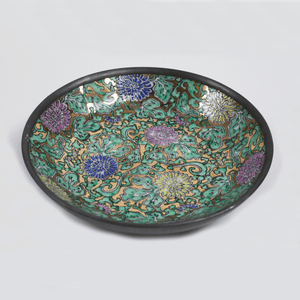 Vintage Japanese Steel + Porcelain Floral Gold Plate