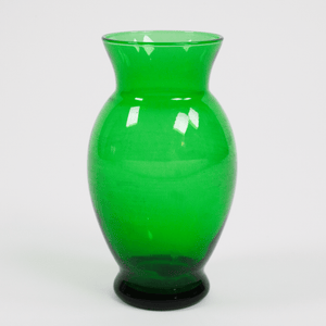 Vintage Curvy Green Glass Midi Vase