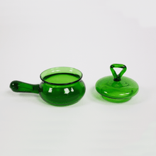 Load image into Gallery viewer, Vintage Green Glass Sugar Bowl with Lid
