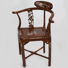 Load image into Gallery viewer, Antique Asian Rosewood Mother of Pearl Inlay Corner Chair [Oversize]
