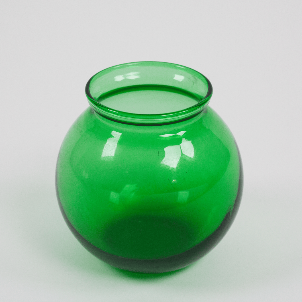 Vintage Green Glass Orb Midi Vase