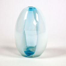 Load image into Gallery viewer, Translucent Blue Stripe Glass Vase
