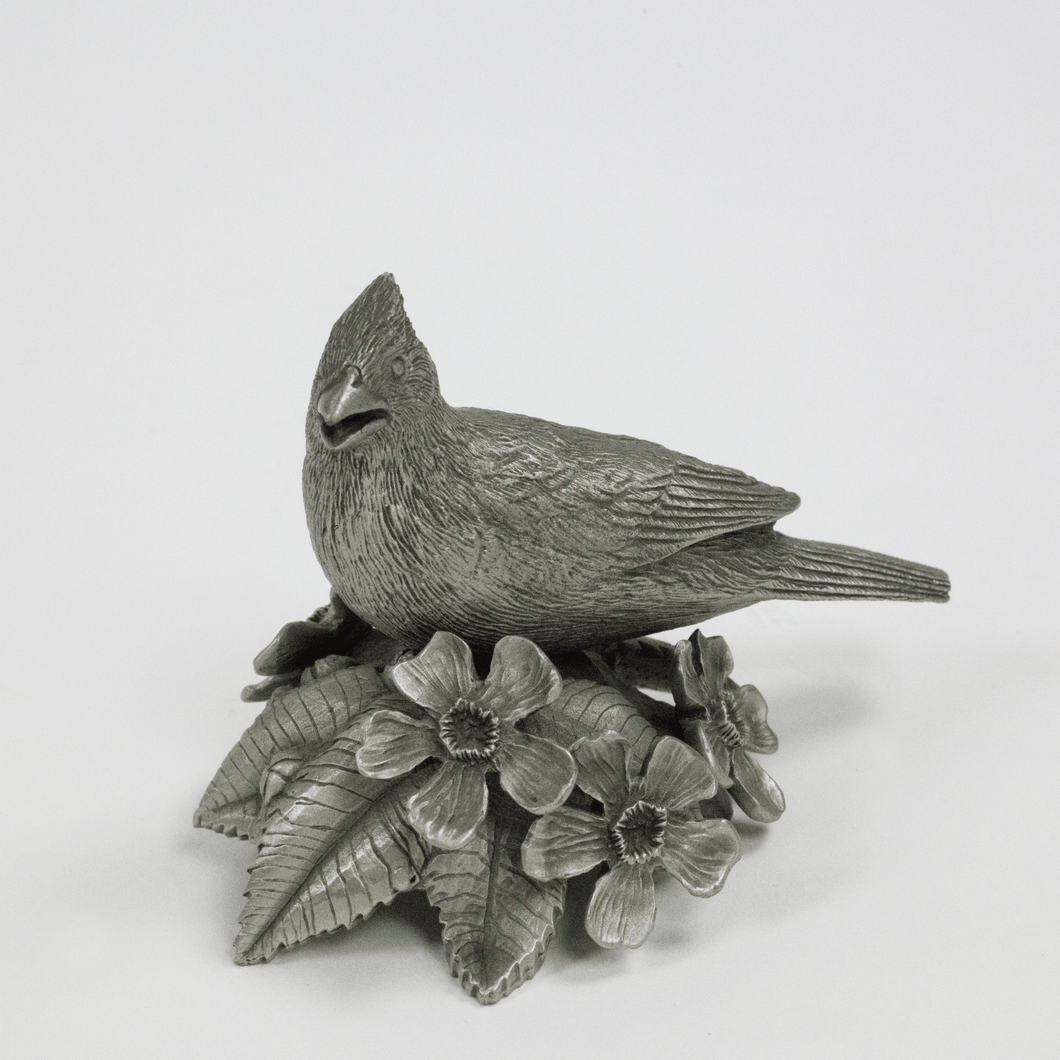 1970s Pewter Blue Jay on Bed of Flowers