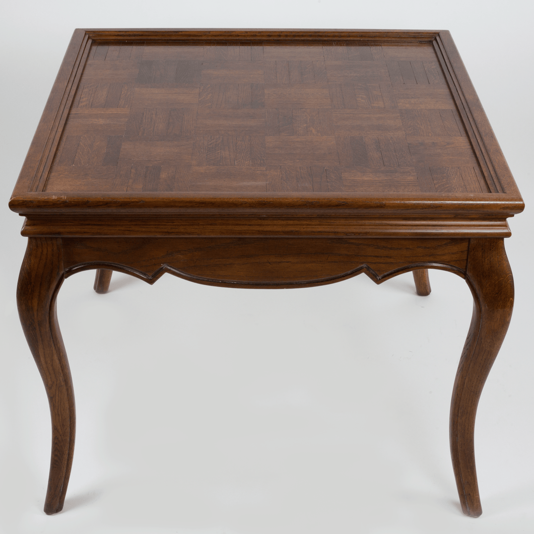 Midcentury Square Wood Inlay Side Table / Card Table [Oversize]