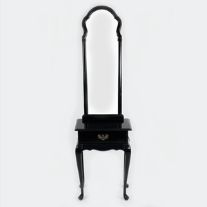 Queen Anne Style Ebonized Vanity with Mirror and Drawer [Oversize]